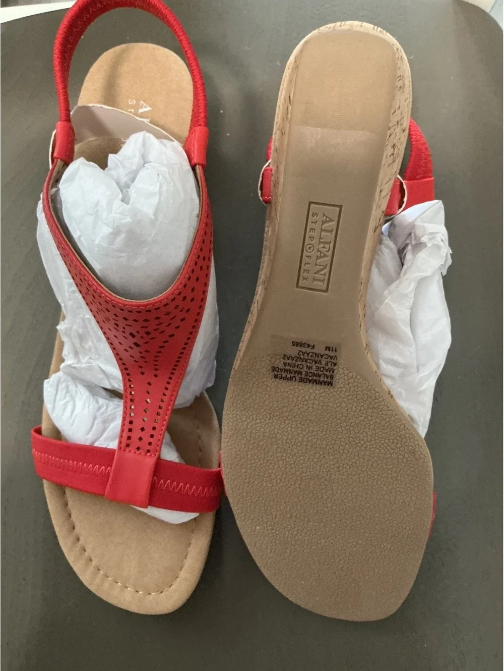 Womans Size 11 Alfani Red T-Strap Wedge Sandal Heel